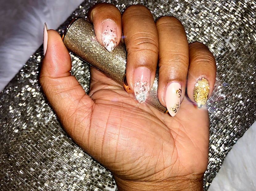 cuticle care glitter nails